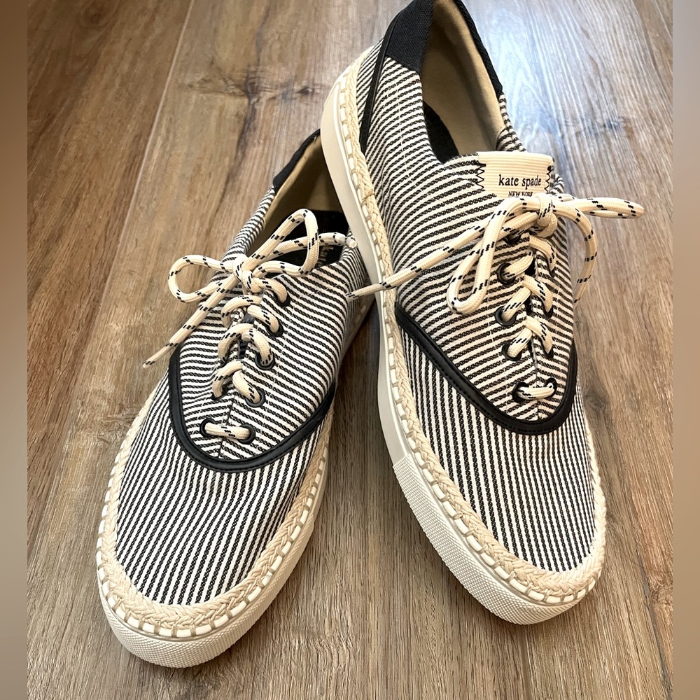 NWOT White/ Navy Stripe Kate Spade Lace-Up Sneaker